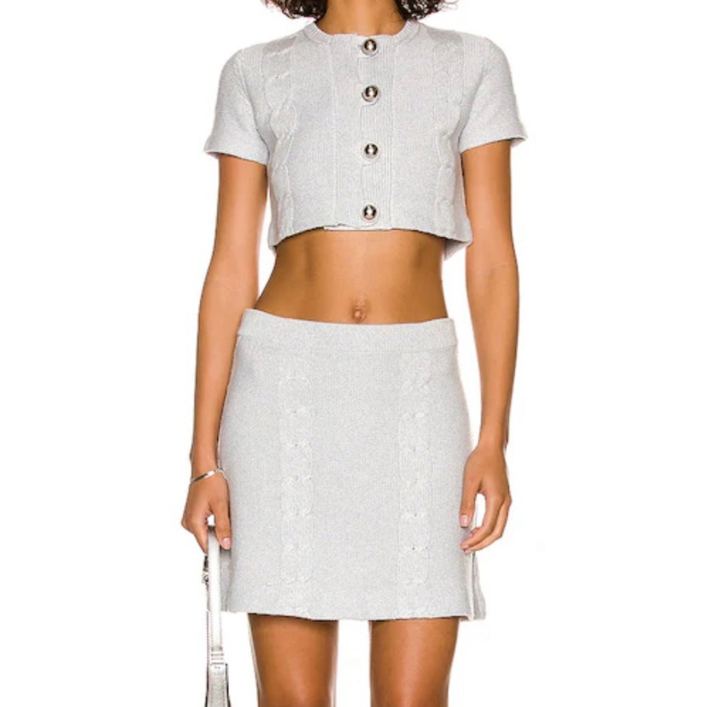 Joostricot Wool Alpaca Blend Twist Mini Skirt in Celestial Gray Size Small